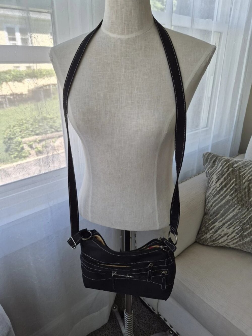 Stone Mountain black nylon adjustable crossbody handbag or shoulder bag